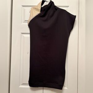 Ninobrand black dress with leather collar. Size 2.
